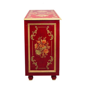 Red Floral Design 4 Drawer Chest - thumbnail 2