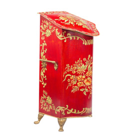 Red Floral Design Tall Decorative Box - thumbnail 2
