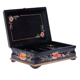 Black Lyre Bird Design Large Jewellery Box