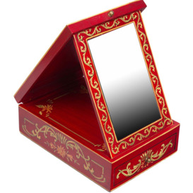 Red Floral Design Vanity Mirror with Storage - thumbnail 1