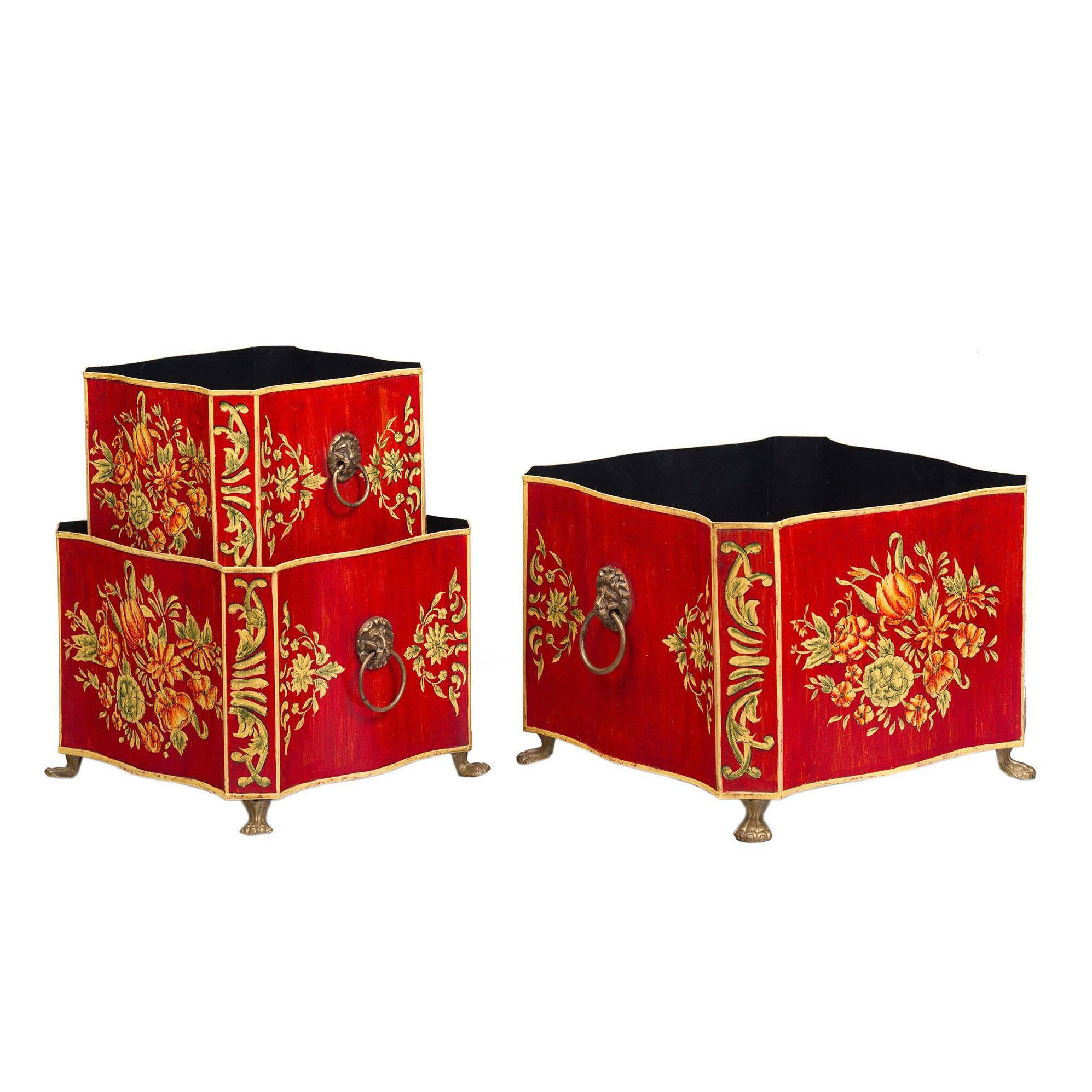 Red Floral Design Nest of 3 Boxes - image 1