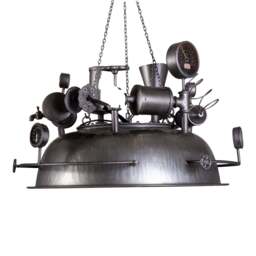 Large Round Steampunk Ceiling Light Fixture - thumbnail 1