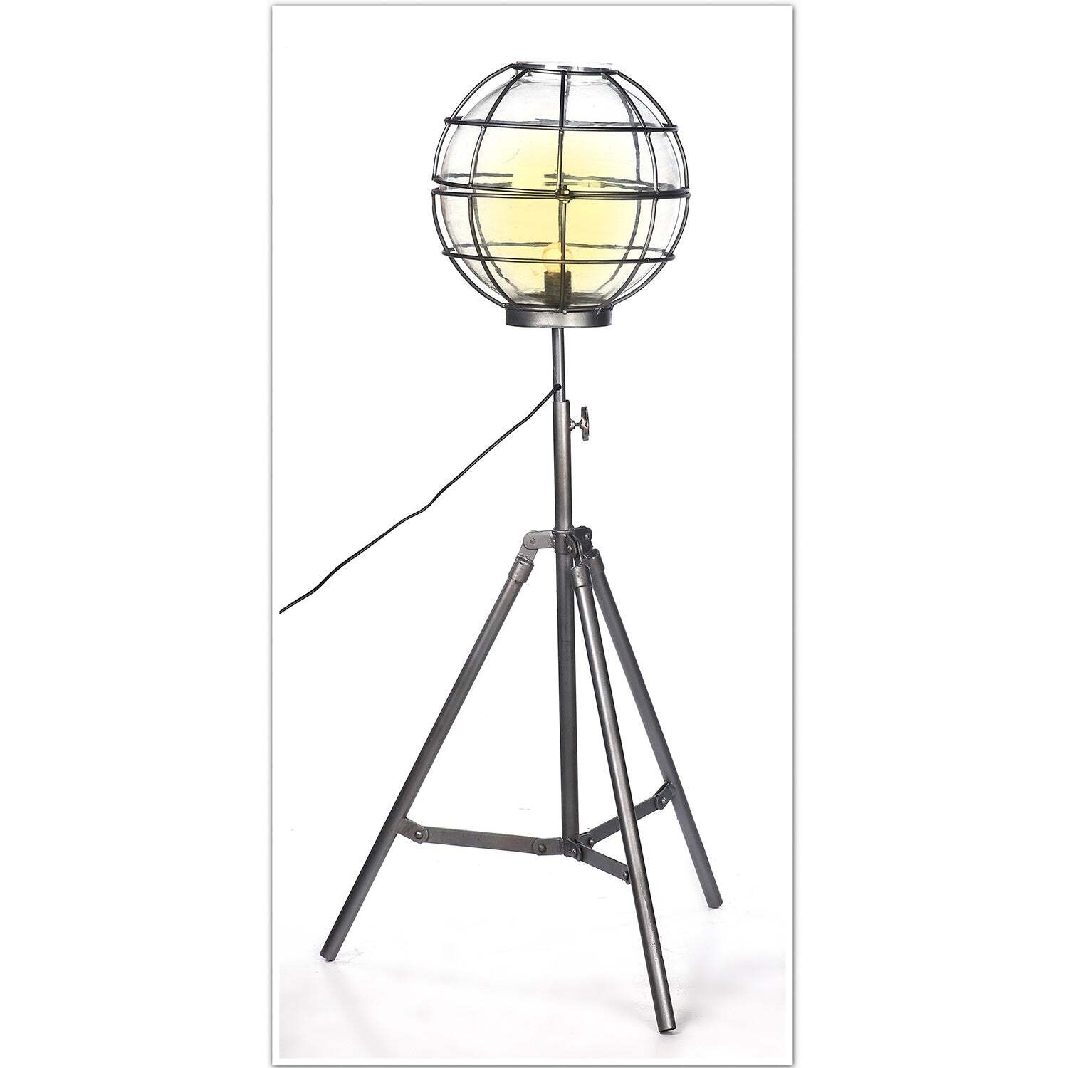 Upcycled Floor Lamp With Round Glass Cage - image 1