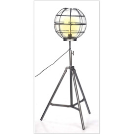 Upcycled Floor Lamp With Round Glass Cage - thumbnail 1