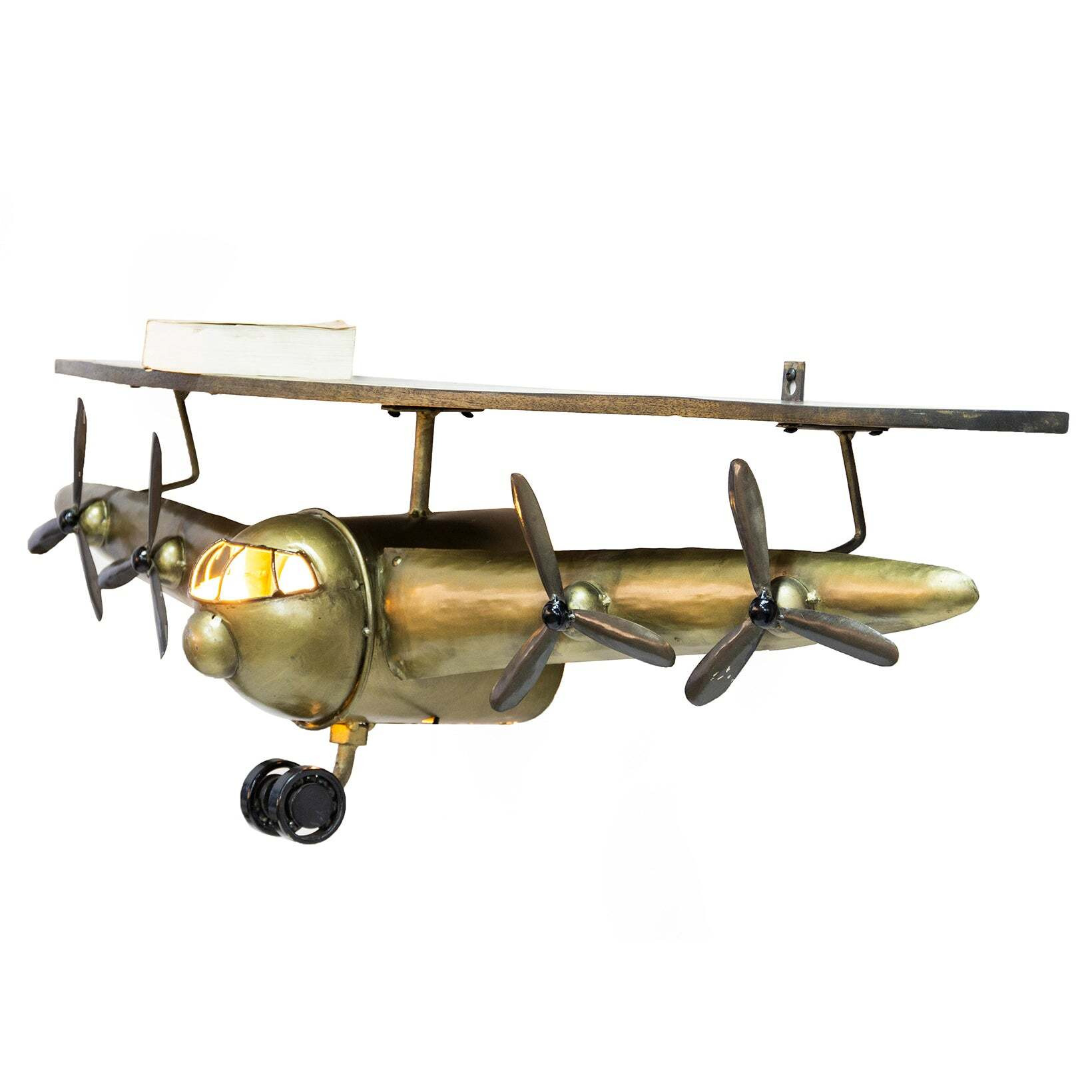 Aviator Wall Mounted Shelf with Light and Propellers - image 1