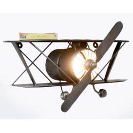 Propelled Biplane Wall Shelf with Light - thumbnail 1