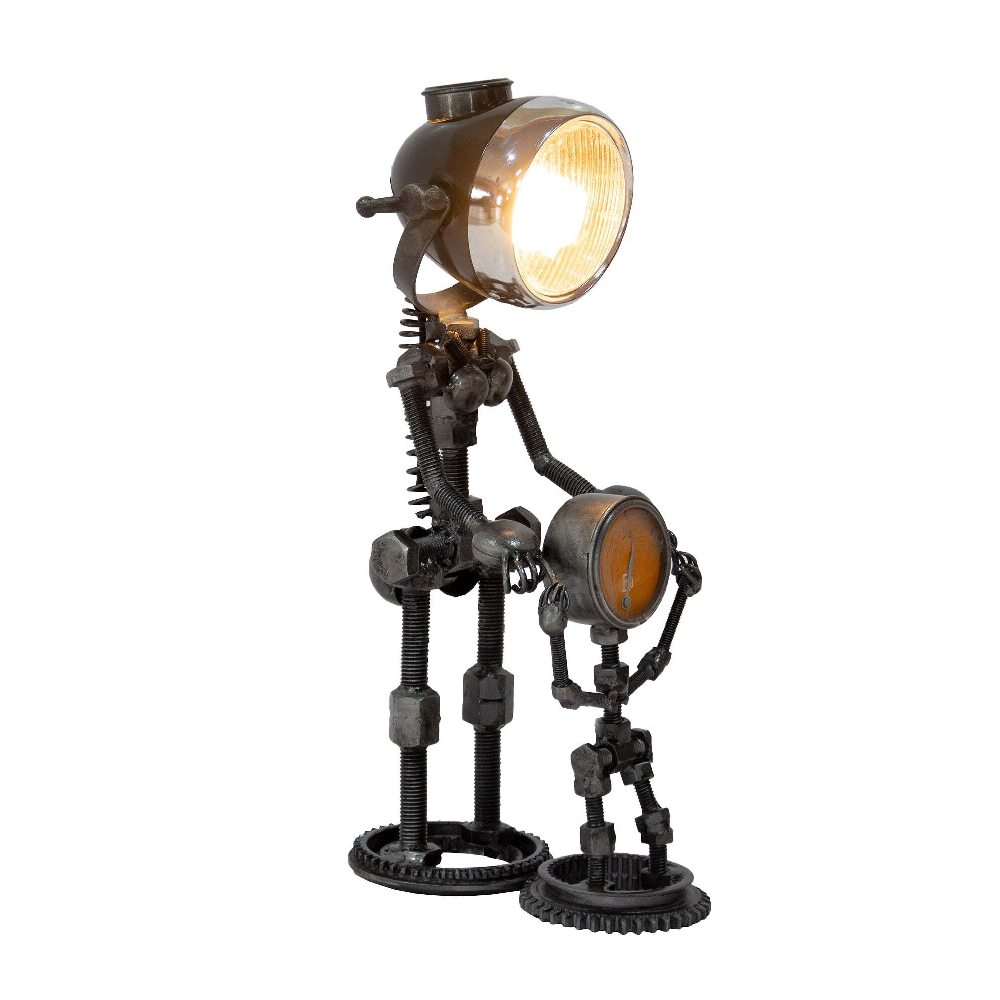 Reclaimed Parts Robot Table Lamp - Mother and Child - image 1