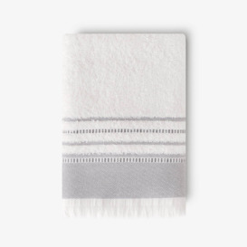 Betty Border Striped 100% Turkish Cotton Bath Towel, Off-White - Anthracite Grey