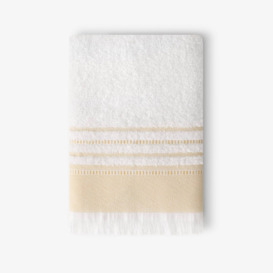 Betty Border Striped 100% Turkish Cotton Bath Towel, Off-White - Mustard