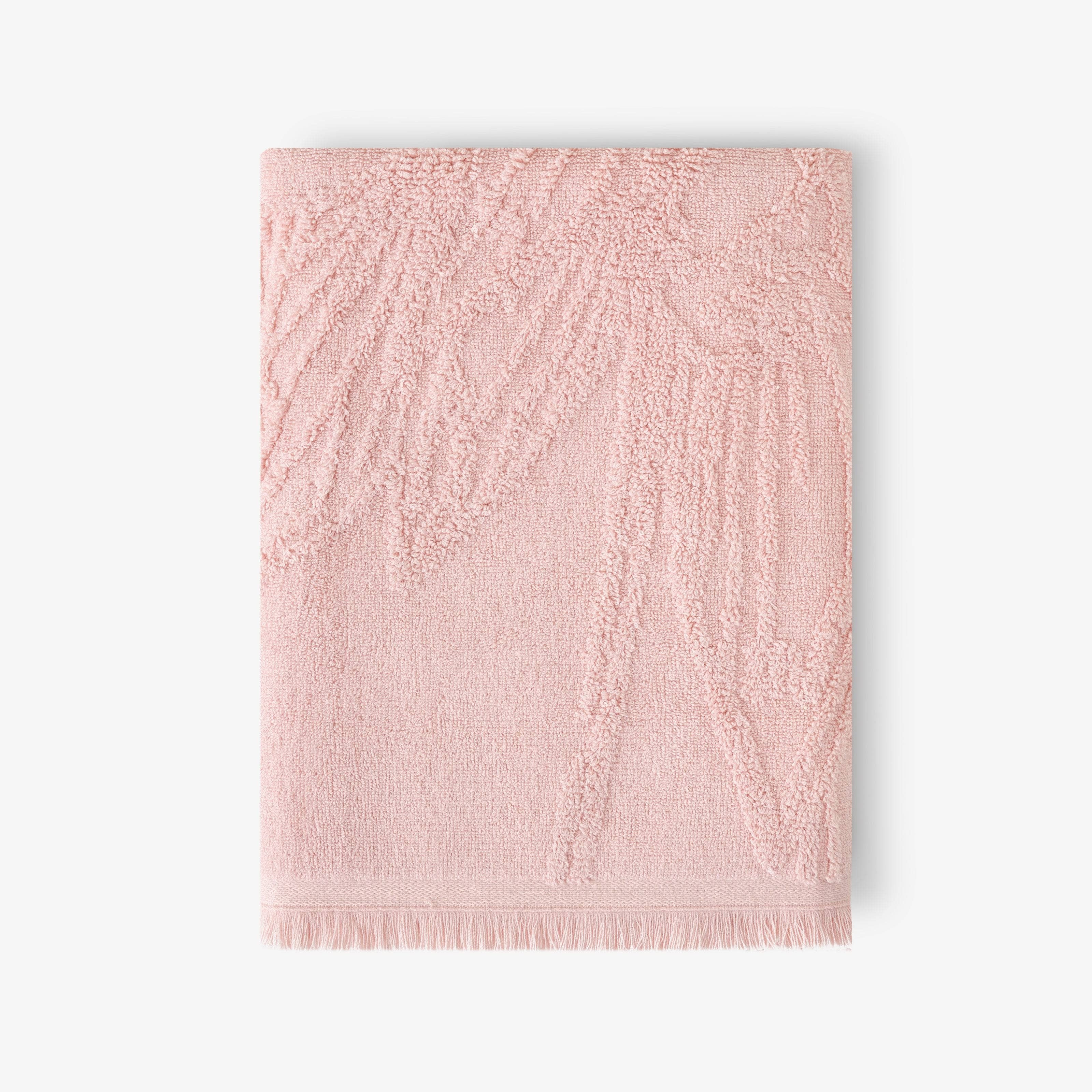 Barbara Jacquard Fringed 100% Turkish Cotton Bath Towel, Pink