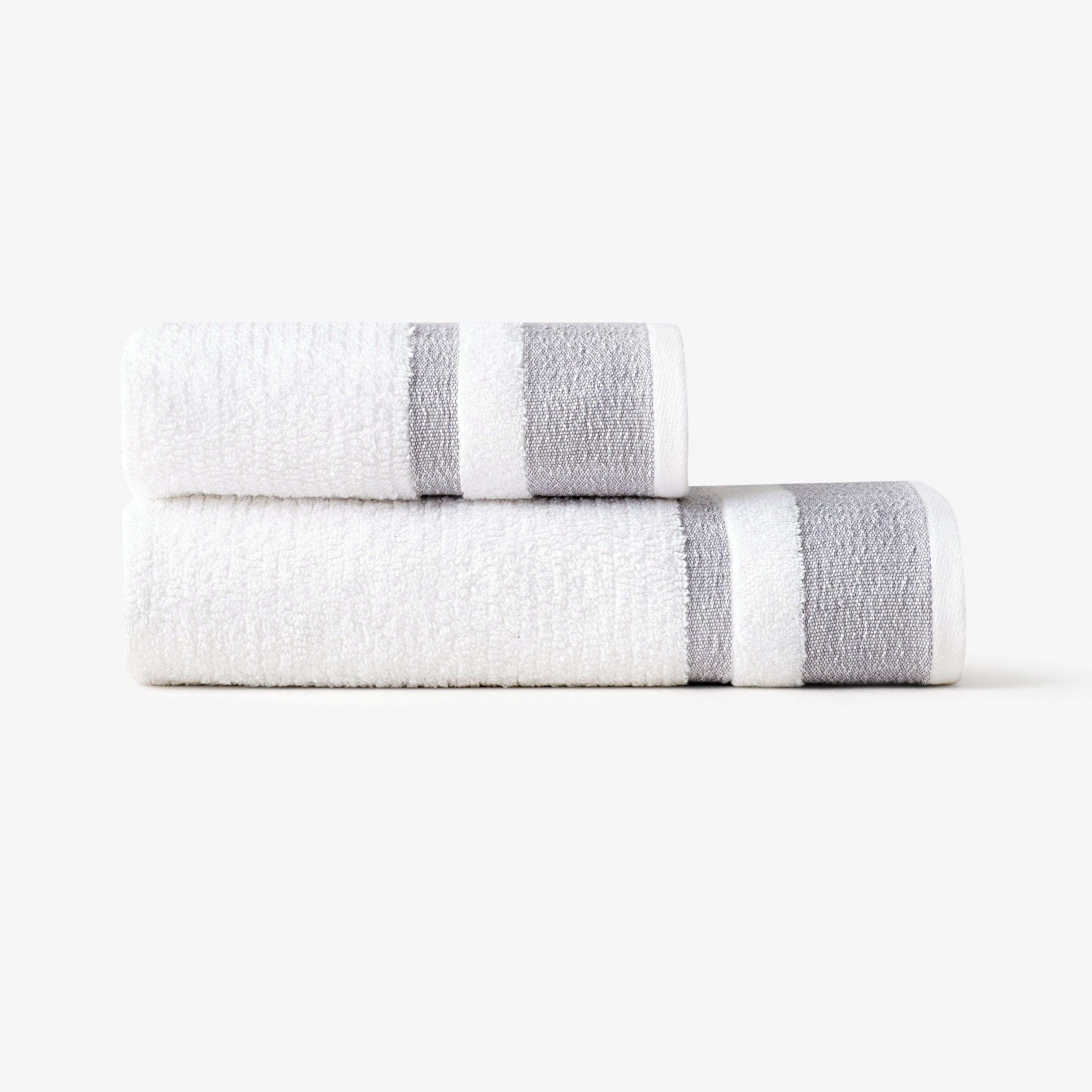 Charlotte Striped 100% Turkish Cotton Towel Set, Anthracite Grey