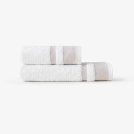 Charlotte Striped 100% Turkish Cotton Towel Set, Beige