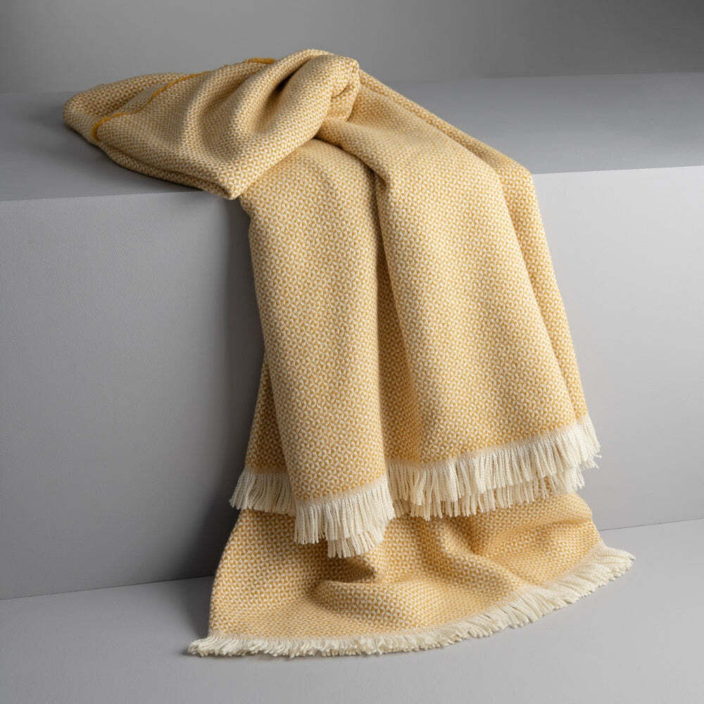 Isaac Casual Soft Blanket / Throw, Mustard