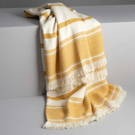Mediterranean Striped Soft Throw / Blanket, Mustard