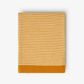 Nautical Knitted Soft Throw, Mustard, 125x160 cm