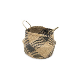 Jane Diamond Weave Seagrass Belly Basket, Natural, S