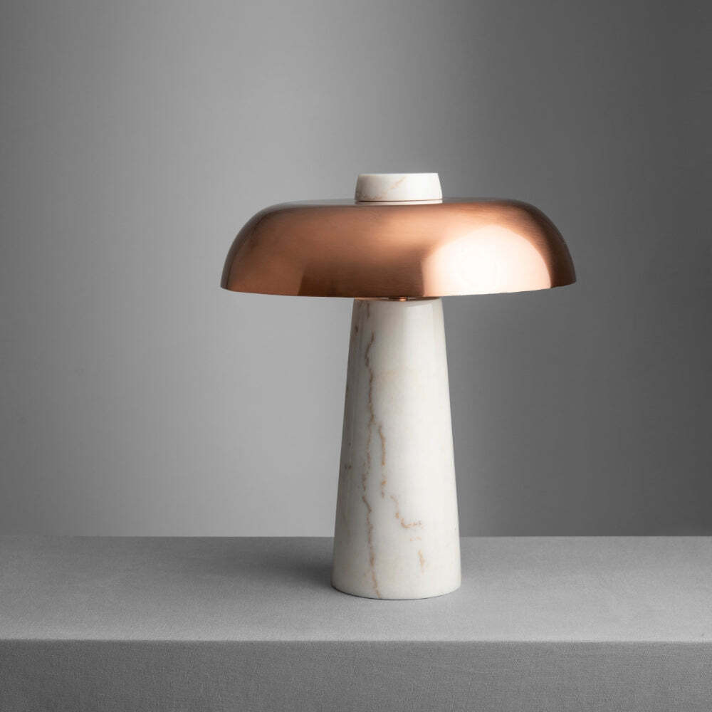 Mushroom Marble Table Lamp, Beige