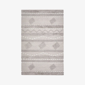 Tobias Handwoven Geometric Striped Tufted Rug, Grey,120x180 cm