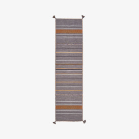 OsvaldoÂ Handwoven Striped Runner, Anthracite Grey, 80x300 cm