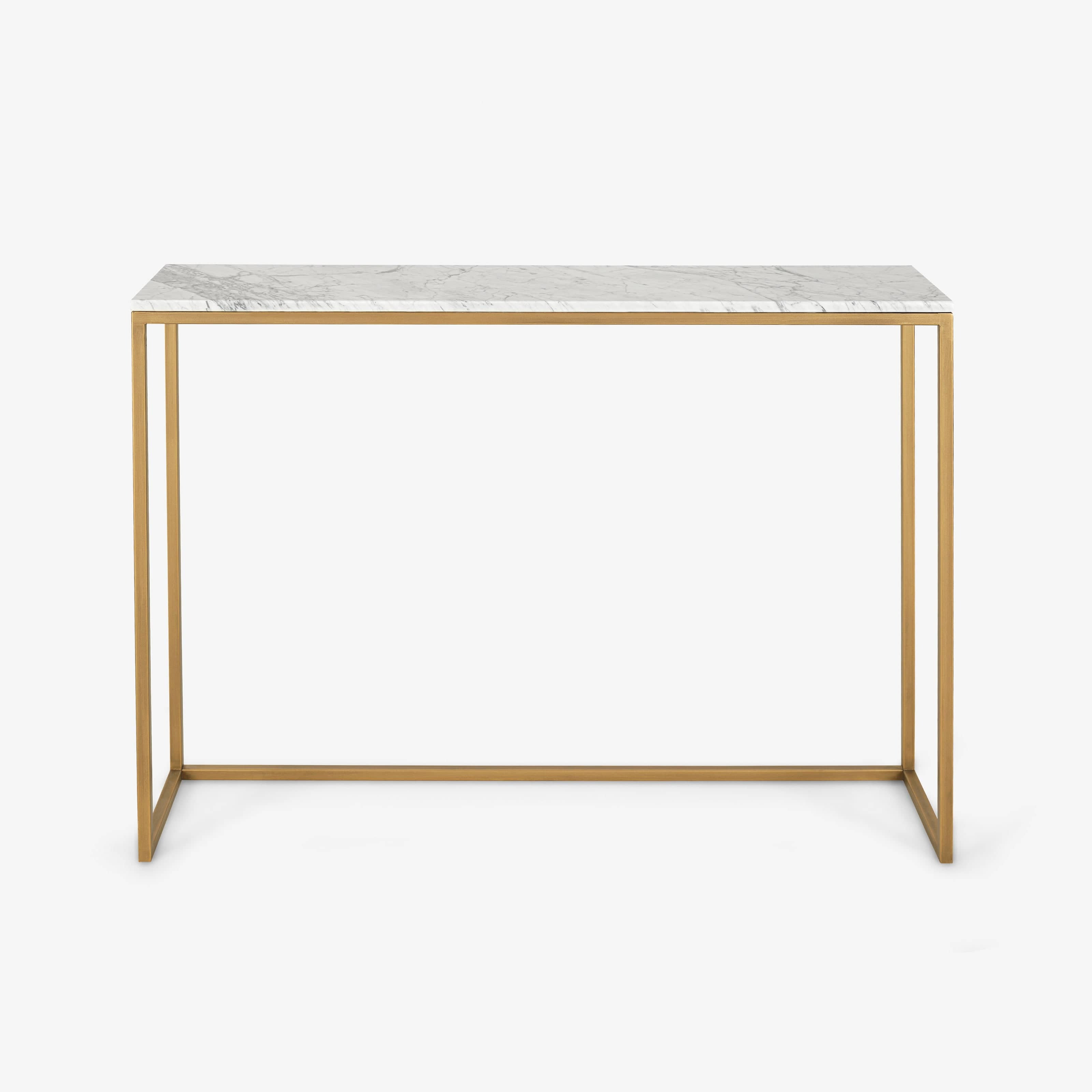 Carrara Marble -corfe Metal Console Table, Bronze - White