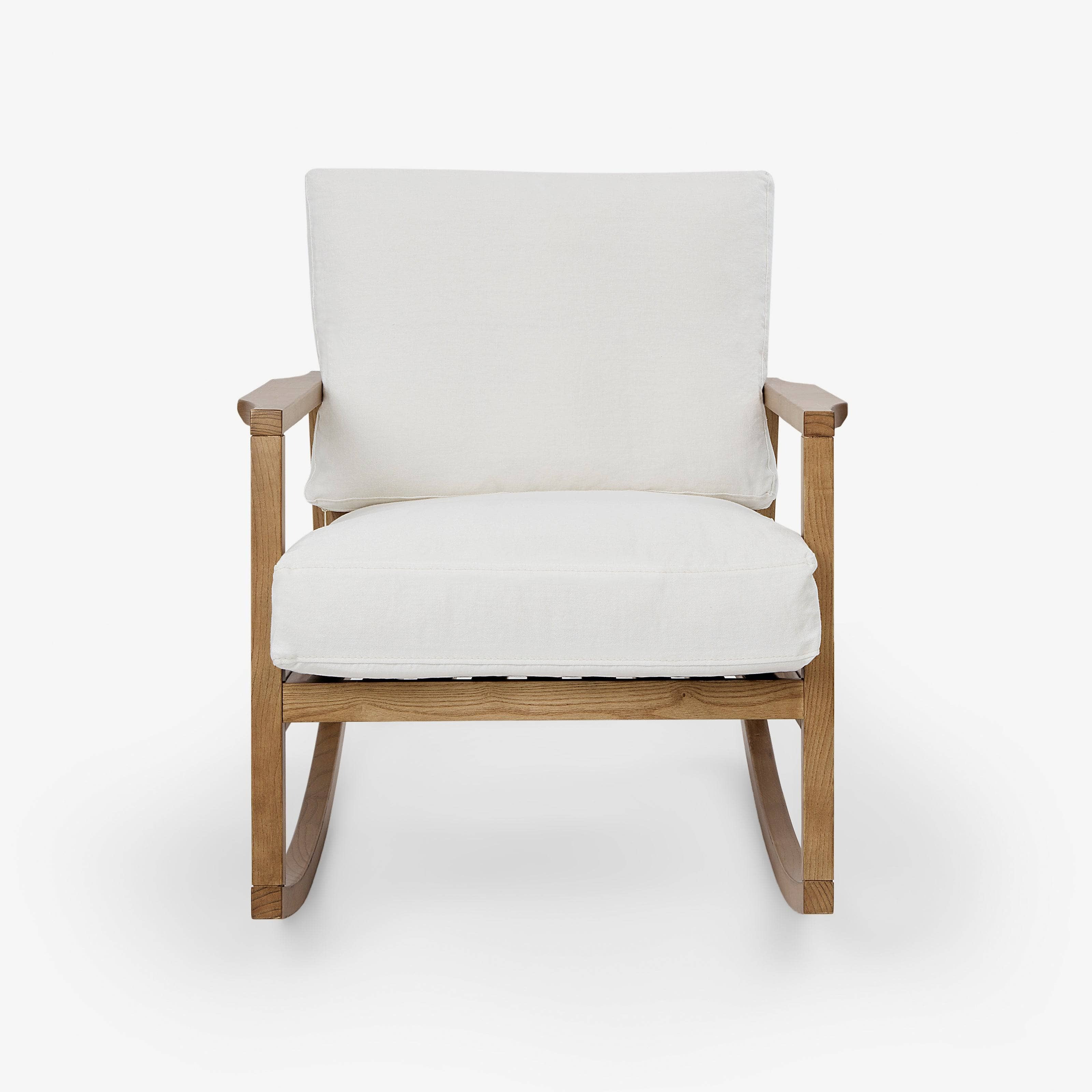 Rocky Beech - Linen Rocking Chair, White