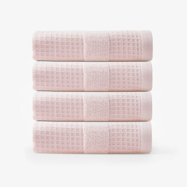 Airsense Waffle Set of 4 100% Turkish Cotton Face Cloths, Pink