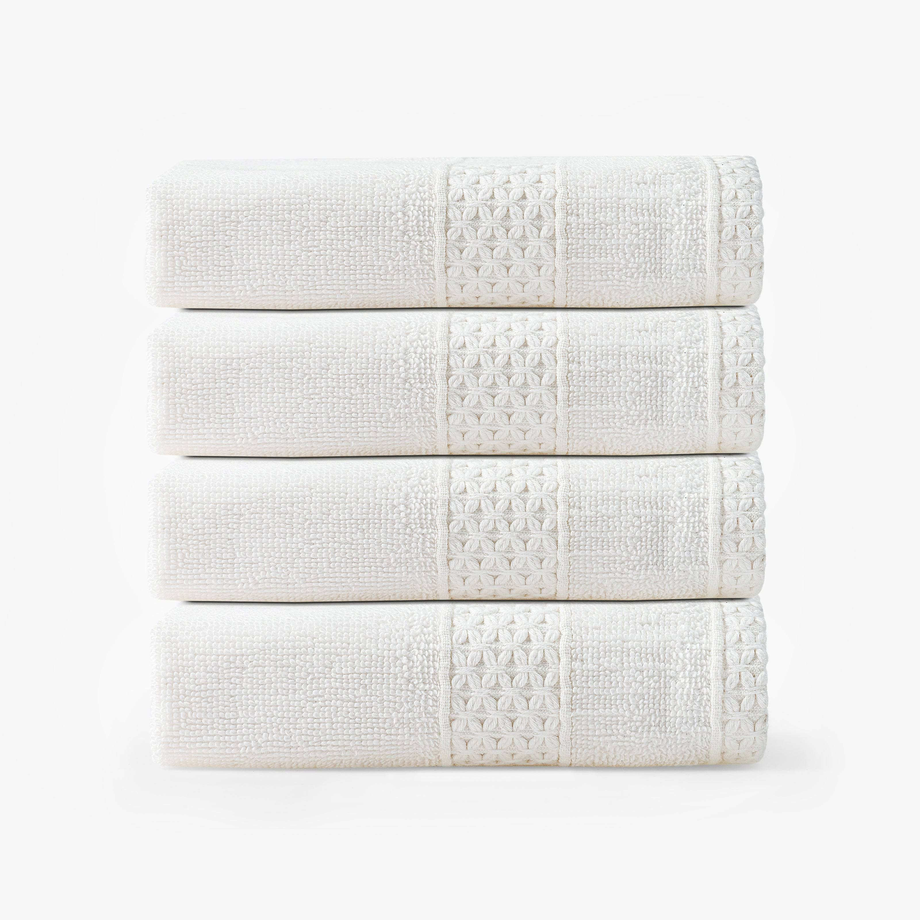 Aqua Fibro Set of 4 Extra Soft 100% Turkish Cotton Face Cloths, White