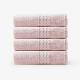 Aqua Fibro Set of 4 Extra Soft 100% Turkish Cotton Face Cloths, Pink