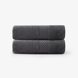 Aqua Fibro Set of 2 Extra Soft 100% Turkish Cotton Hand Towels, Anthracite Grey