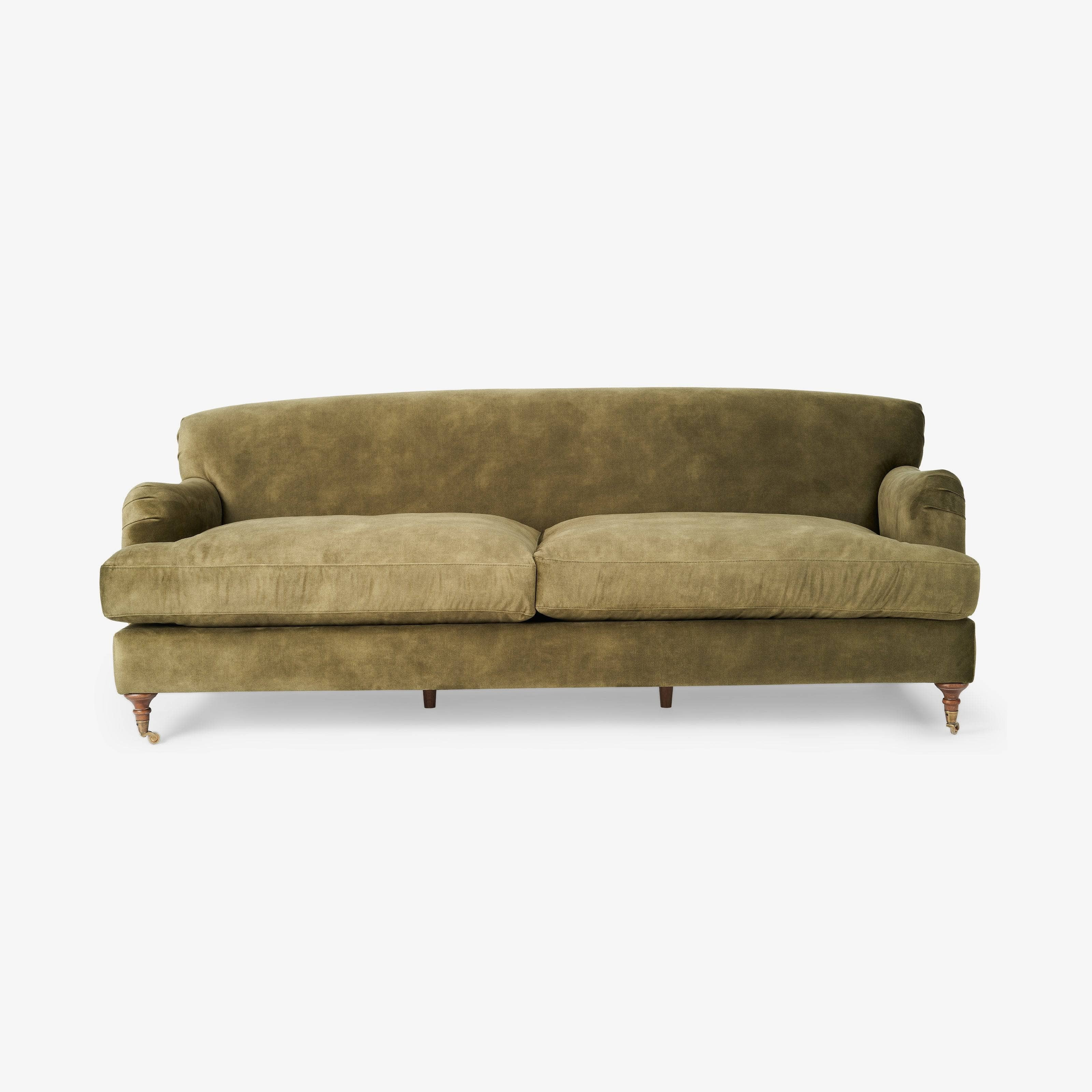 Emin 3 Seater Velvet Sofa, Khaki