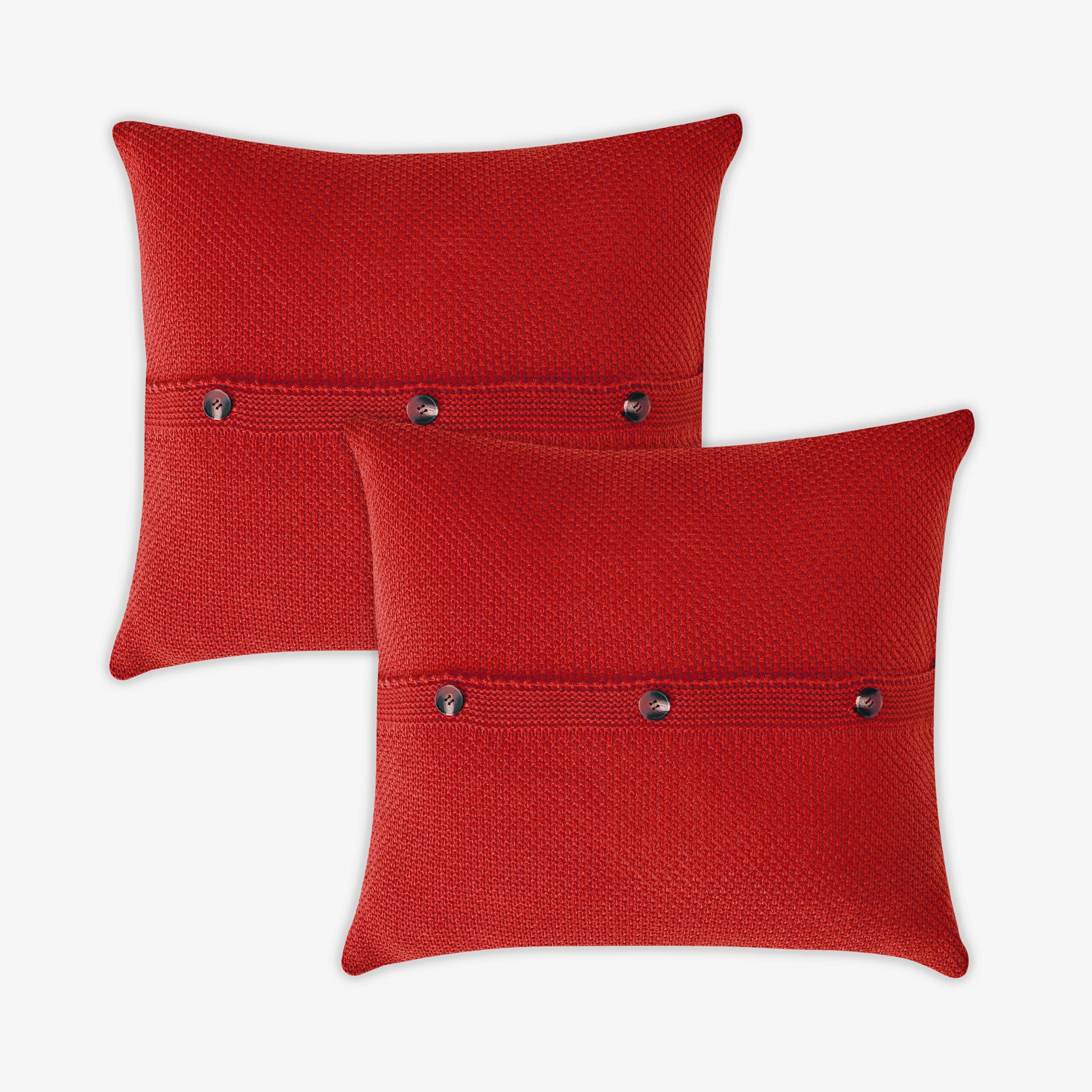 Benjamin Set of 2 Waffle Knitted Cushion Covers, Red