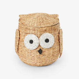 Owl Basket With Lid, Natural