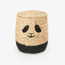 Panda Toy Basket With Lid, Natural