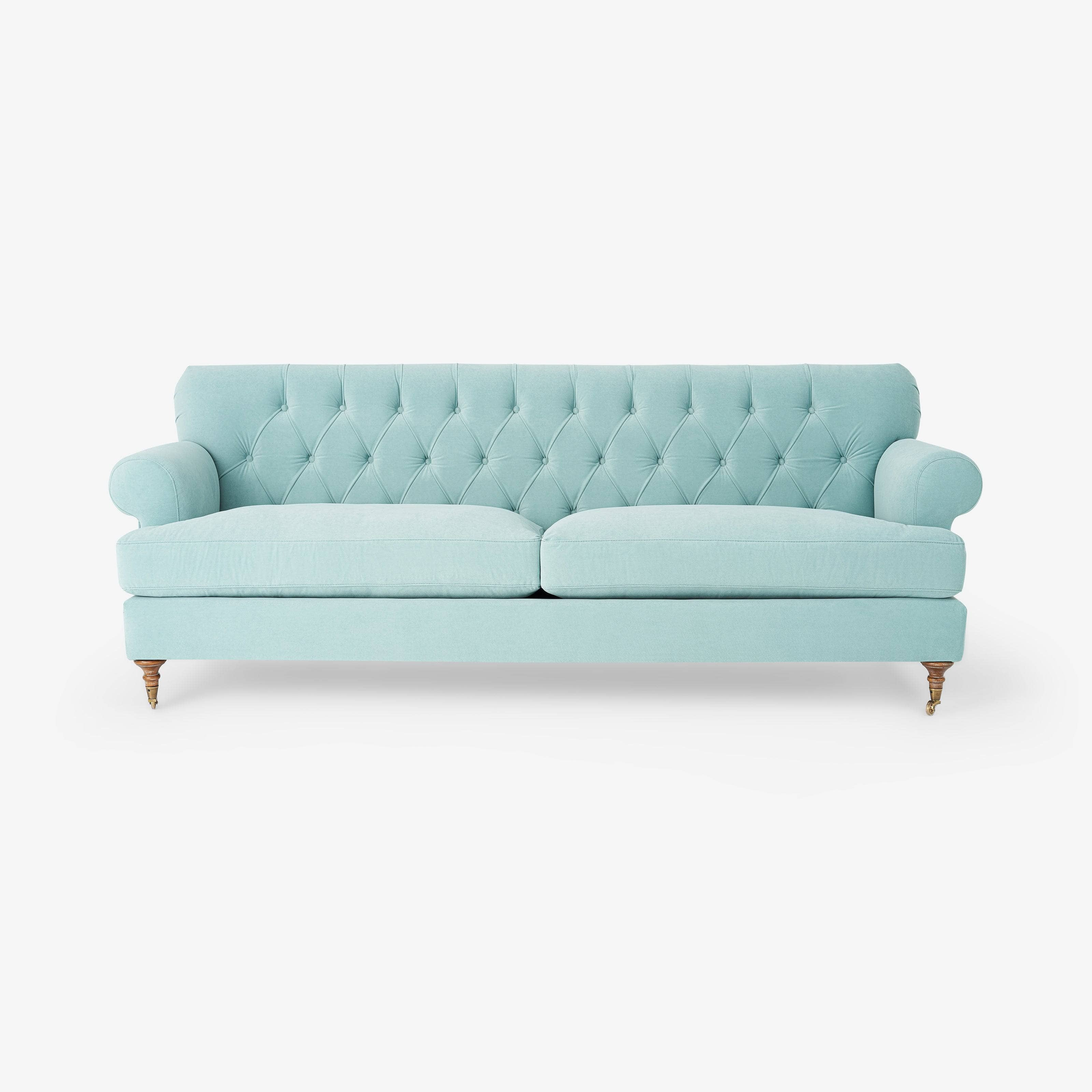 Frieda Seater Velvet Sofa, Duck Egg Blue by Sazy
