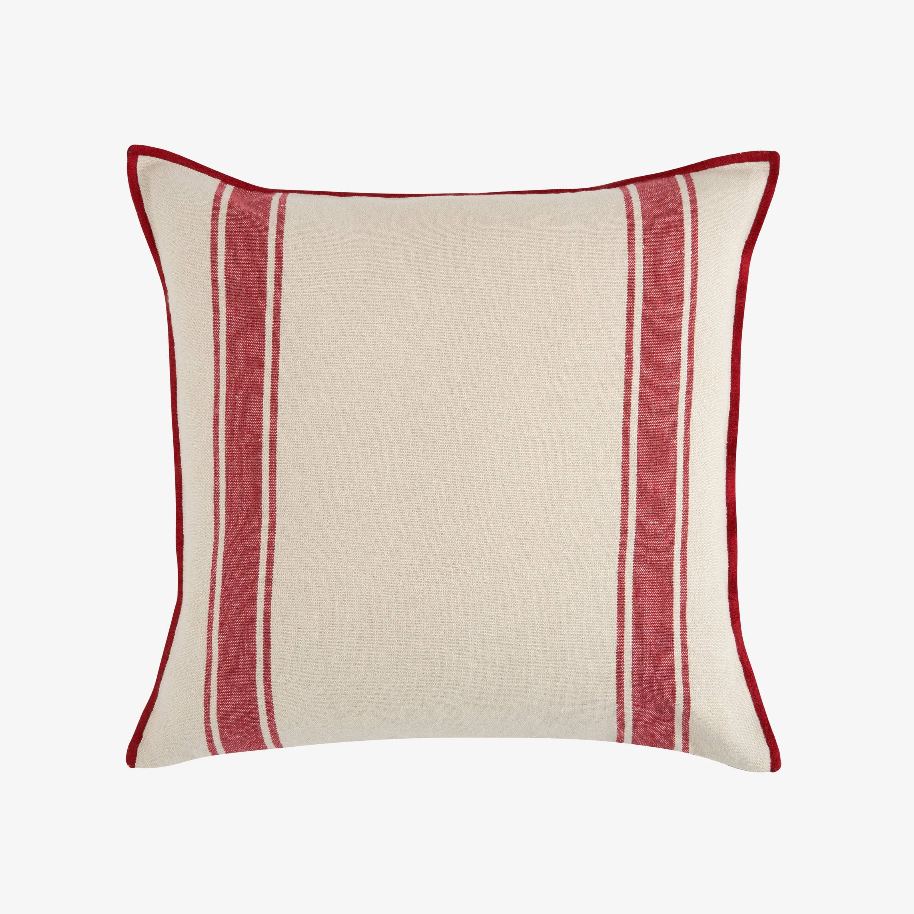Lido Striped Linen Cushion Cover, Natural Red, 45x45 cm by Sazy