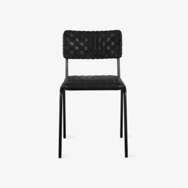 Algar Woven Leather Dining Chair, Black