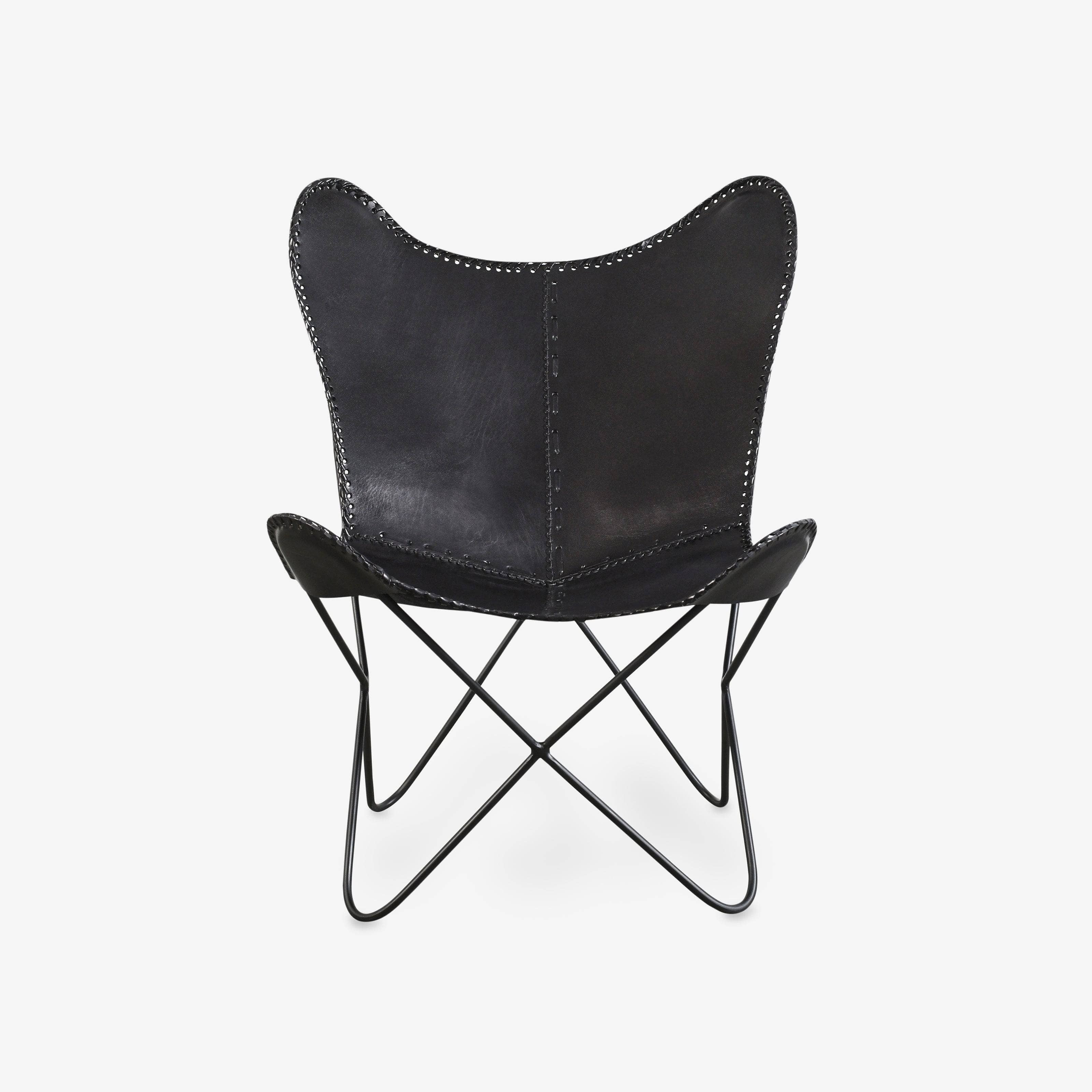 Flo Butterfly Accent Chair, Leather - Black