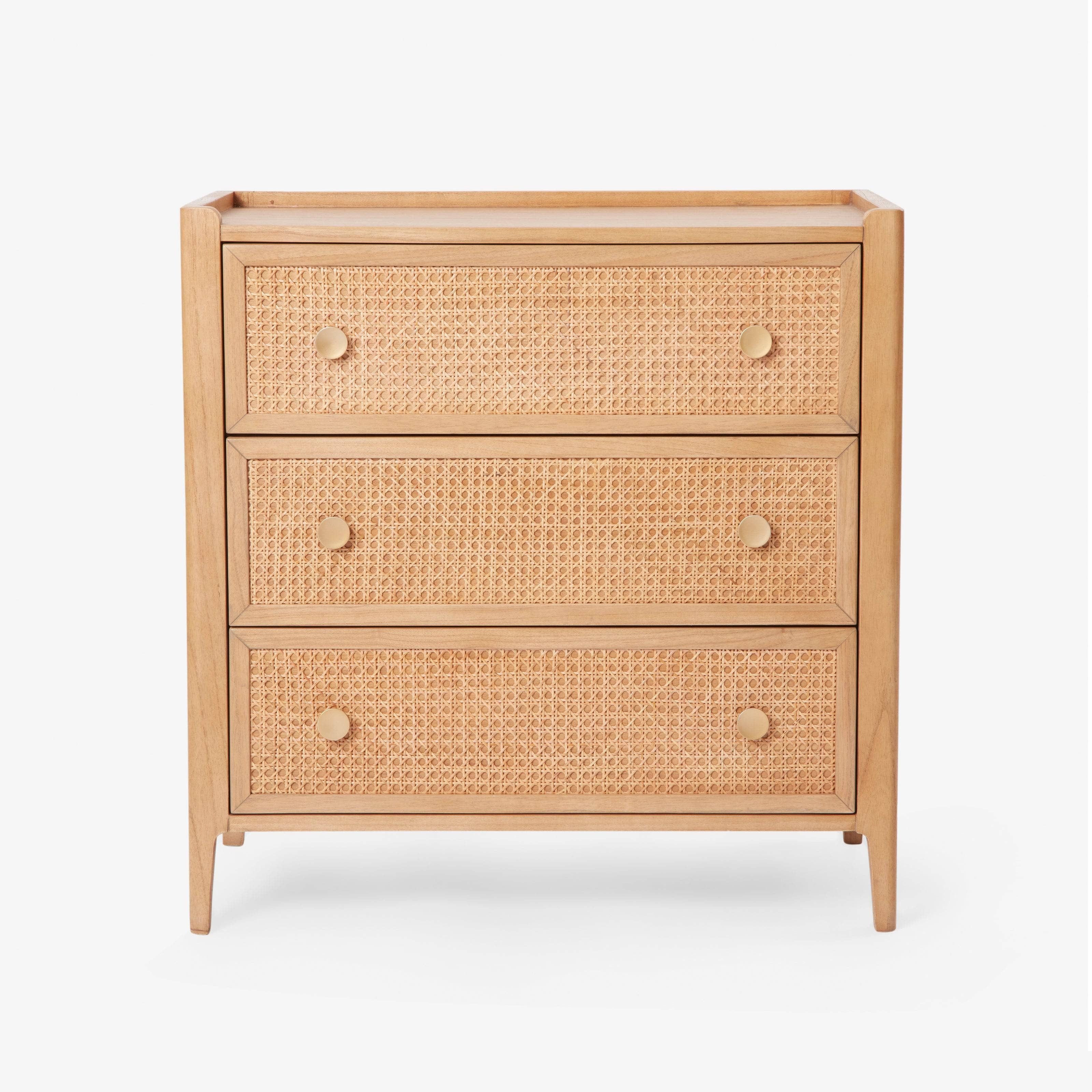 Letto Rattan 3 Drawer Chest, Wood