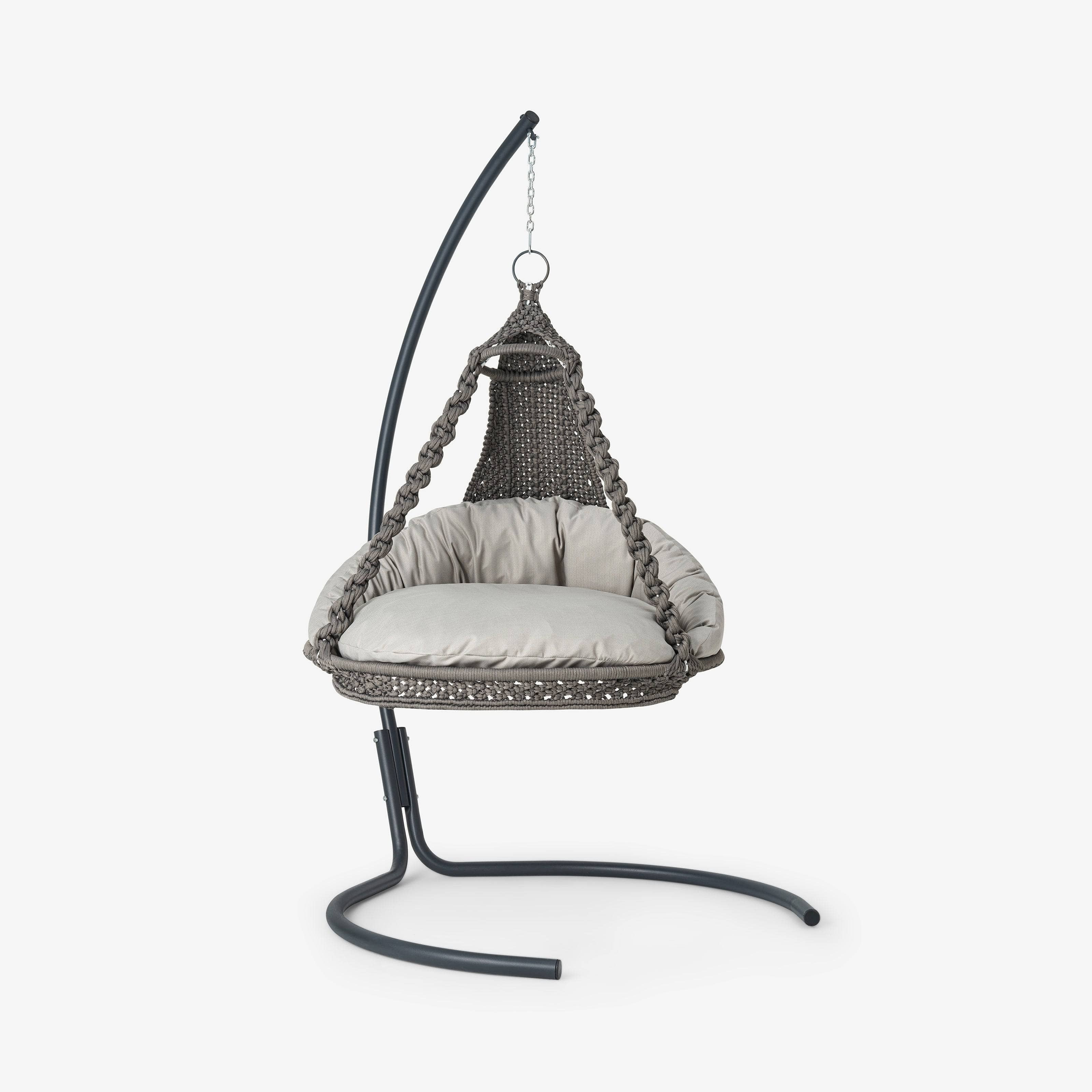 Arto Hand Woven Hanging Chair, Anthracite Grey