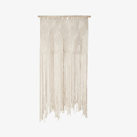 Delle Cotton Macramé Wall Hanging Curtain, Off-White