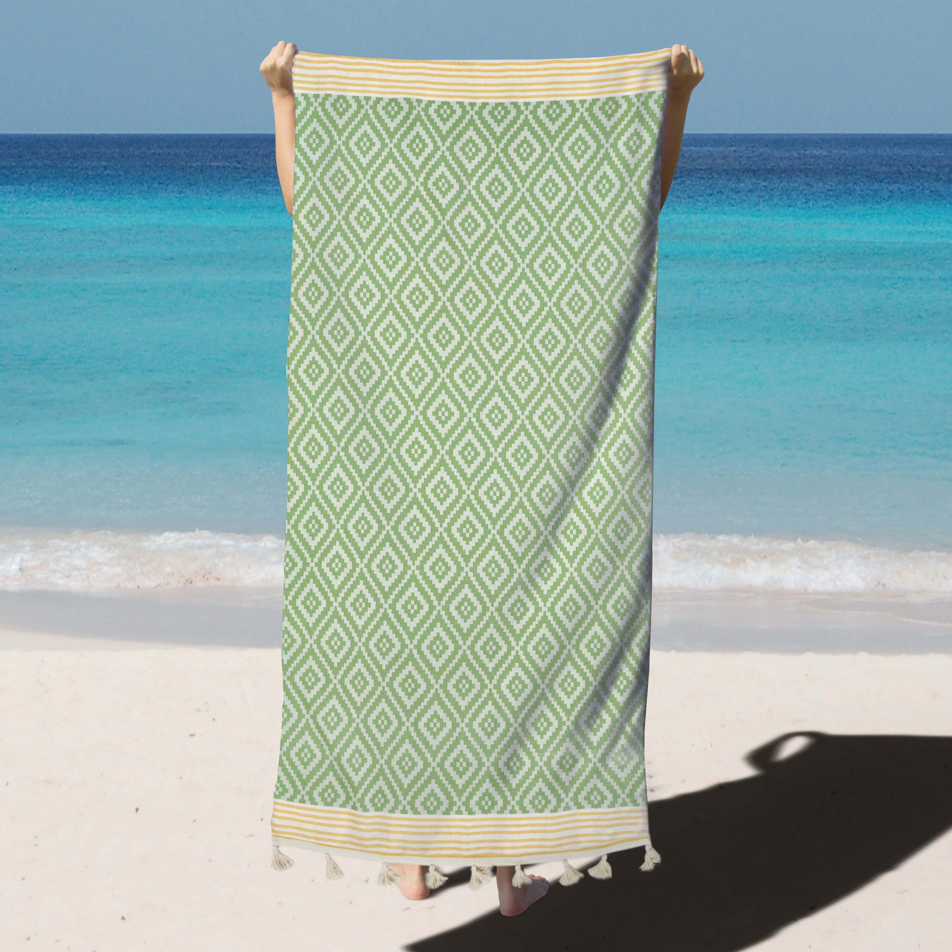 Sandy Beach Towel, Green - Orange