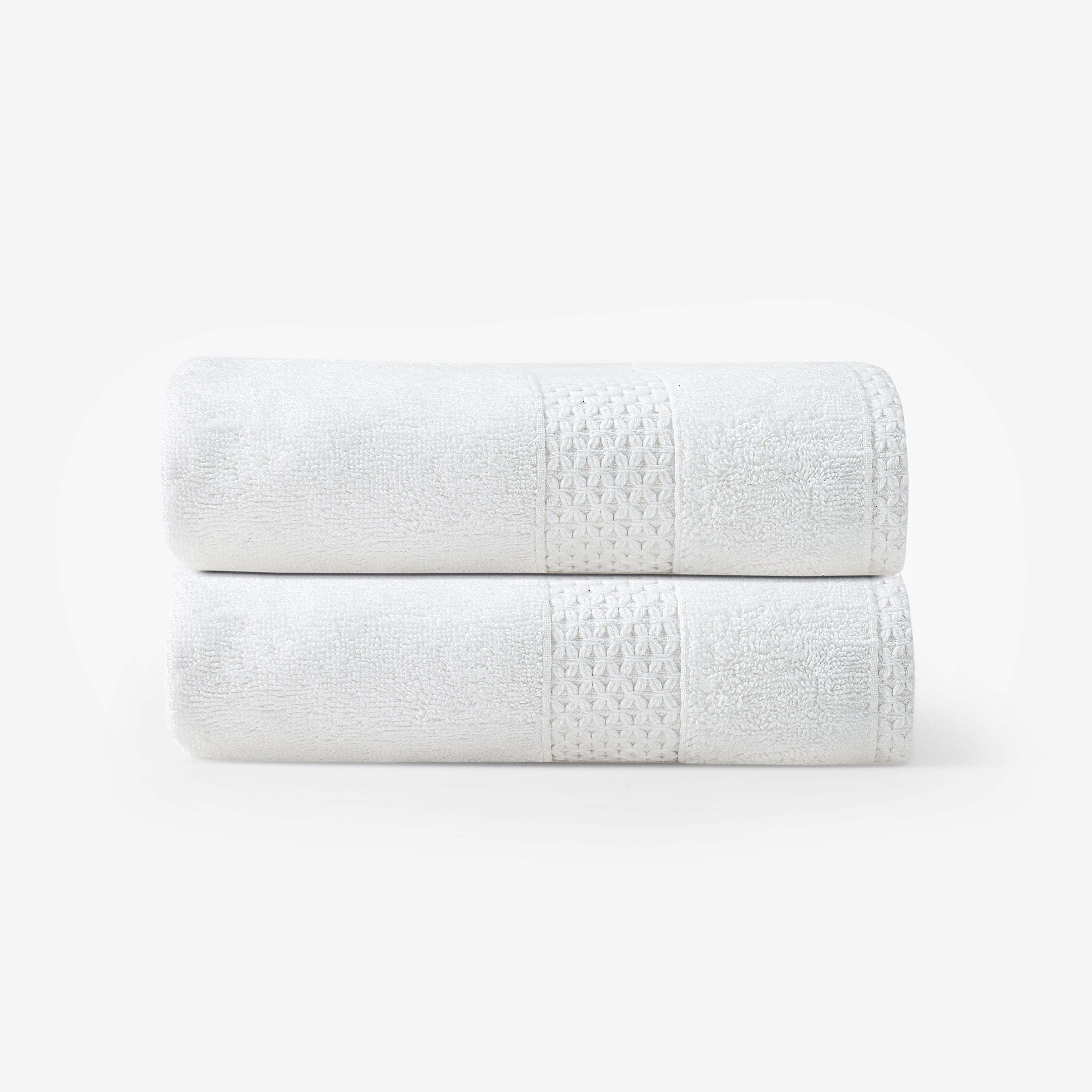 Aqua Fibro Set of 2 Extra Soft 100% Turkish Cotton Hand Towels, White