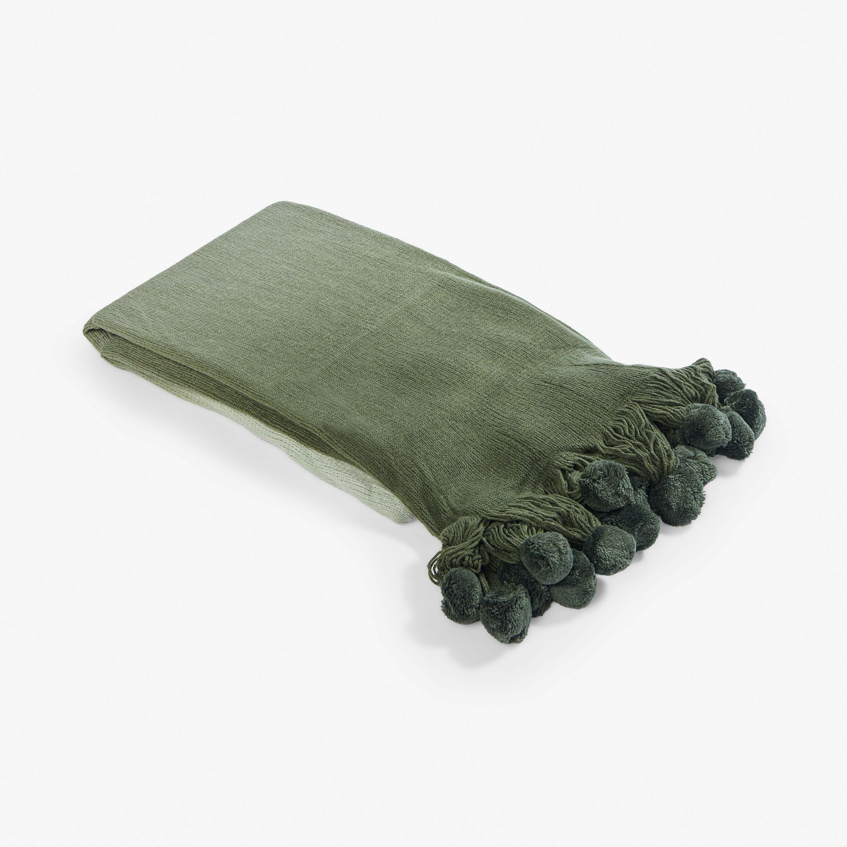 Pom Pom Ombre Throw, Green, 130x180 cm