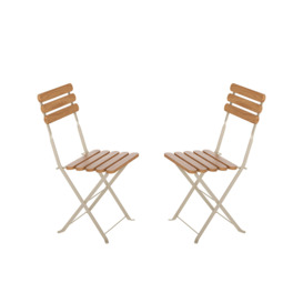 Bistro Metal Foldable Garden Chairs, Cream (Set of 2)