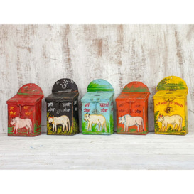 Colourful Rajasthani Money Box, Dark Blue (text only)
