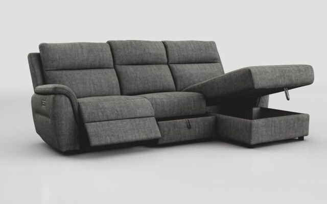 Sogliano 3 Seater Power Recliner Sofa With Drawer & Right Hand Facing Storage Chaise  - poltronesofà at ScS