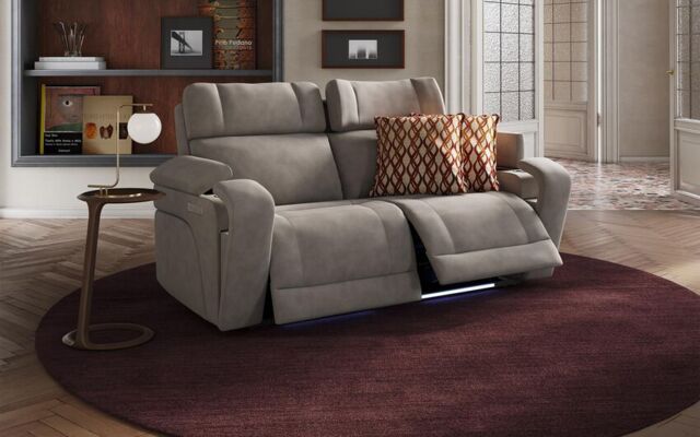 Adstock 3 Seater Power Recliner Sofa with Power Head Tilt, Lumbar, Massage, Audio, Heat & LED Lights - poltronesofà at ScS
