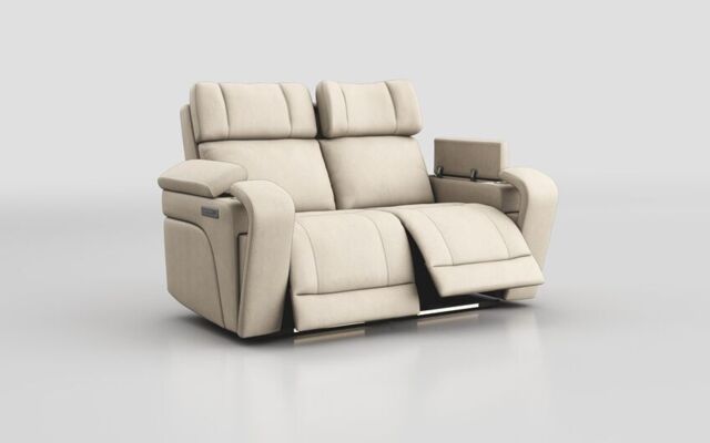 Adstock 2 Seater Power Recliner Sofa with Power Head Tilt, Lumbar, Massage, Audio, Heat & LED Lights - poltronesofà at ScS