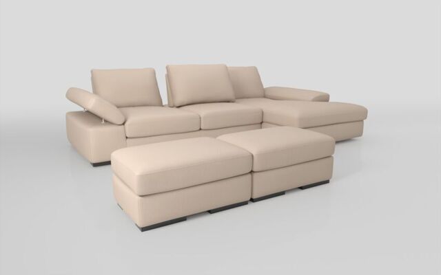 Savazza 4 Seater Sofa with Adjustable Back Rest Right Hand Facing Lounger & Two Ottoman Footstools - poltronesofà at ScS