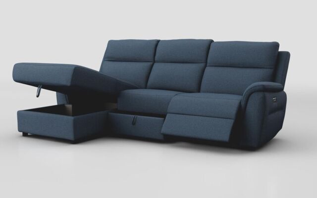 Sogliano 3 Seater Power Recliner Sofa With Drawer & Left Hand Facing Storage Chaise - poltronesofà at ScS